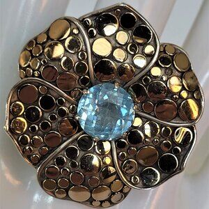 John Hardy Two-Tone Dot Ayu Frangipani Flower Topaz Ring